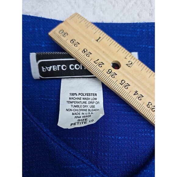 Pablo Collection Womens Petite 10 Royal Blue Skirt & Jacket Set With Pearl Butto - Picture 5 of 9